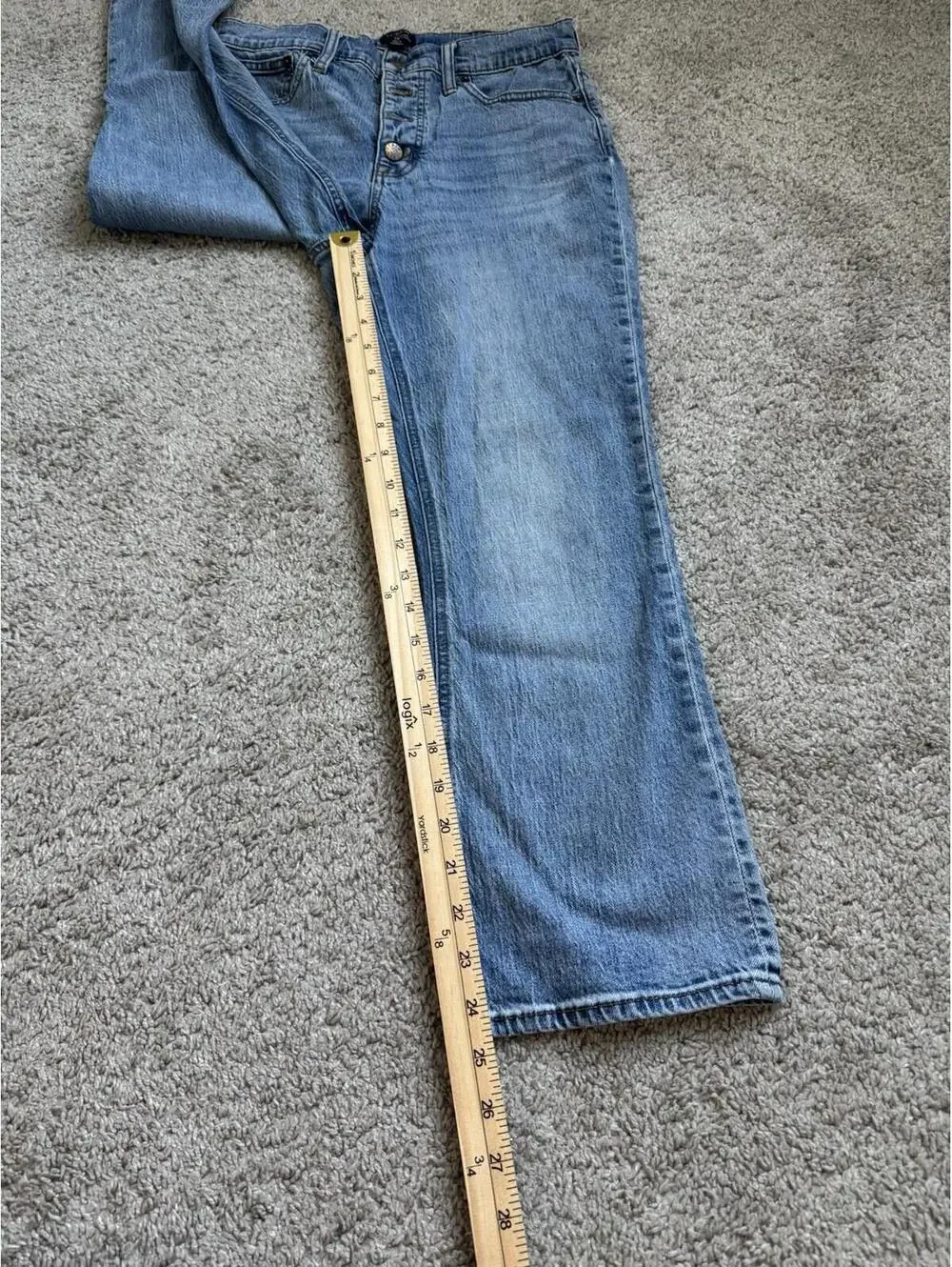 J.Crew Women’s 29 Blue High Rise Crop Flare Exposed Button Fly Preppy Denim Jean